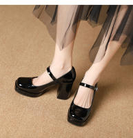 Nuevo temperamento francés tacones gruesos tacones altos zapatos de mujer - details 12