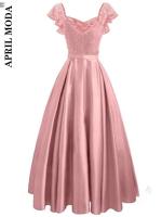 2024 nuevo vestido de fiesta de verano Vintage ral encaje largo mujeres manga corta volante elegante Casual Maxi fecha Vestidos de satén - details 1