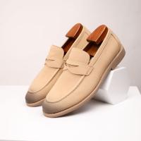 Mocasines de color claro, zapatos casuales de cuero para hombre, zapatos de cuero genuino - details 0