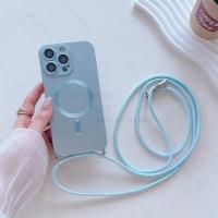 Funda con correa de cordón ajustable con revestimiento magnético de lujo para iPhone 15, 13, 12, 11, 14 Pro Max Plus, banda para el cuello con cuerda de nailon con carga inalámbrica - details 14