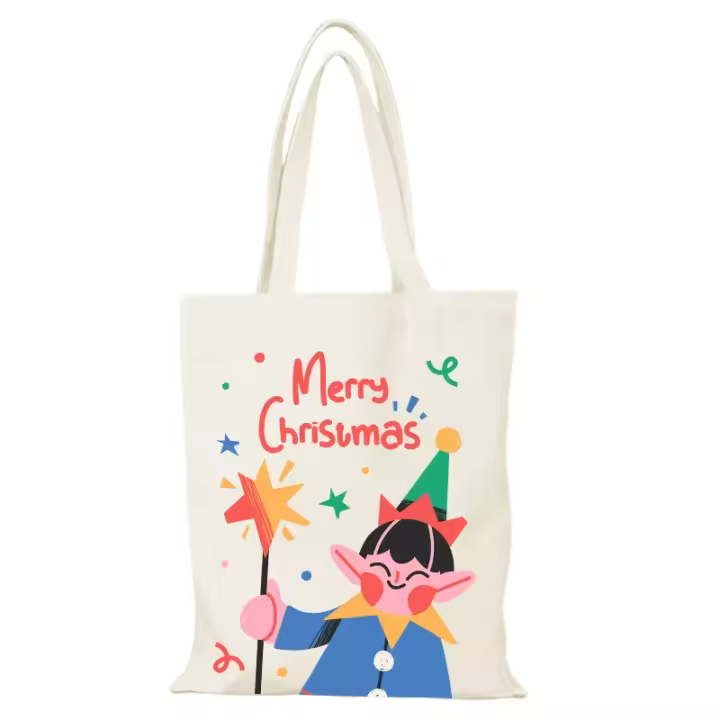 Bolso de compras a la moda para mujer, bolsos de regalo de Navidad con dibujos animados, bolsos de mano para mujer, bolso de mano ecológico, bolso de playa, lona para mujer, nuevo - 1