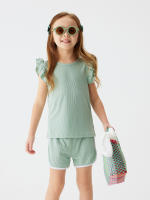 Conjunto De Verano Para Bebé Niña 2024 Shorts Y Camiseta Cómodo Transpirable Ropa De Casa Estilo Casual Sin Mangas Cuello Redondo - details 11