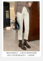 Nuevas botas cortas delgadas de piel de caballo lavada con punta cuadrada y tacón grueso - details 17