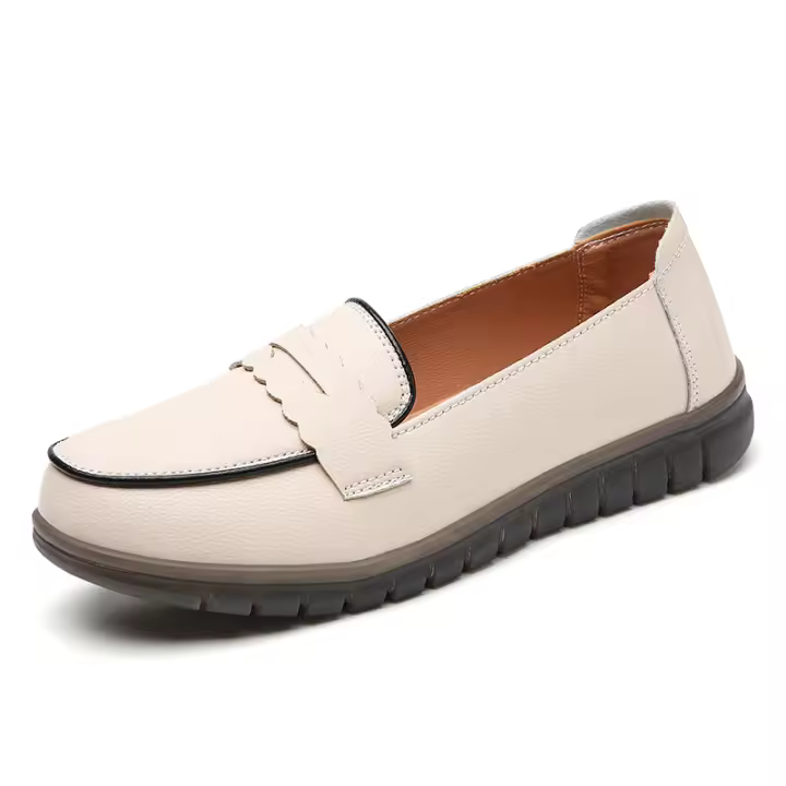 Mocasines de mujer informales en zapatos planos Zapatos náuticos de cuero suave elegantes y cómodos - 1