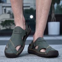 Sandalias De Verano Hechas a Mano Para Hombre Zapatos De Cuero Transpirables Antideslizantes Para Playa Y Exteriores Moda Casual Talla Verdadera - details 21