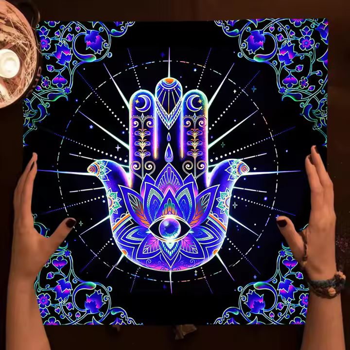 Mantel Místico de Astrología Mandala Azul de Brujería para Lectura de Tarot - 1