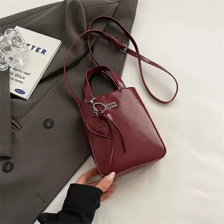 Nueva Moda, Mini Bolso Cuadrado de Cobre PU Coreano Bolso Cruzado de Alta Calidad para Mujer - 1