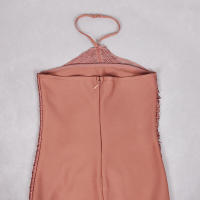 Vestido largo sin mangas con cuello Halter y borlas para mujer, vestido de fiesta adelgazante alto para banquete de boda de noche ajustado de verano - details 18