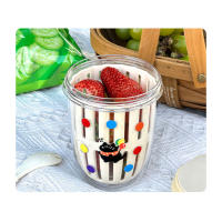 Taza de fruta portátil taza de ensalada de aspecto alto con tenedor y cuchara de Picnic de doble capa drenando taza fresca - details 9