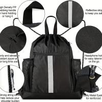 Bolsa de gimnasio deportiva de nailon, mochila ultraligera con cordón de gran capacidad, correas ajustables, mochila portátil multifuncional para senderismo - details 13