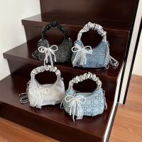 Bolso plisado de lentejuelas de estilo coreano, bolso cruzado con cadena y colgante de lazo exquisito, bolso de hombro ligero de Color sólido - details 21