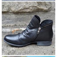 Botas Martin de otoño e invierno para mujer, botas cortas desnudas de PU con cremallera lateral y tacón bajo - details 1