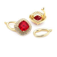 4 juegos de conectores cuadrados de latón y circonita de Color dorado de 18K para collares, cierres de pulsera, suministros de joyería Diy, accesorios - details 0