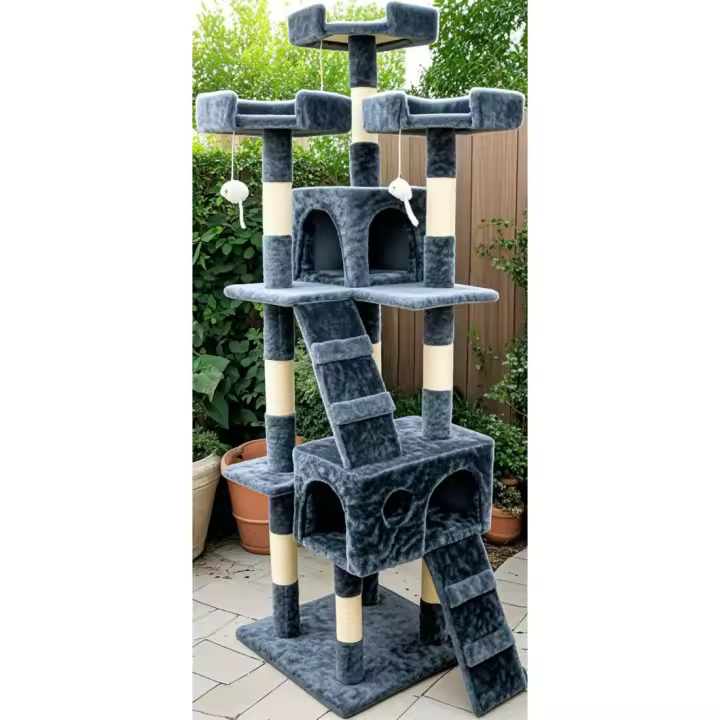 Rascador de Árbol para Gato Modelo Tom Grande 4 Alturas Soporta hasta 10kg Plataformas y Refugios - 1