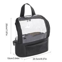 Bolsa de hombro para brochas de maquillaje profesional, contenedor de cosméticos de tela Oxford ligera, bolsa de almacenamiento de cosméticos transparente impermeable - details 0