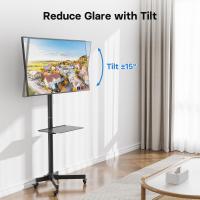 Soporte TV Ruedas para Pantallas de 23 a 60 Pulgadas, Soporte TV Suelo Ajustable en Altura con Estante, Soporte TV Movil Compatible con VESA 50x50mm a 400x400mm, Capacidad 40kg, Negro - details 3