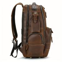 Mochila vintage de piel de vaca auténtica para hombre, color marrón oscuro clásico, gran capacidad con correas ajustables, compartimentos para computadora portátil y tableta, diseño duradero multicapa para viajes y escuela al aire libre, regalo ideal de S - details 4