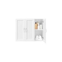 Armario de Baño Pared 59,5x31x59,5cm Mueble Baño Suspendido con Dos Puertas Armario Colgante para Cocina Cuarto de Baño,Lavadero,Ajustable Bandeje y Antivuelco - details 8