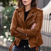 Chaqueta de Primavera Casual para Mujer Talla Grande Moda de Cuero Falsio Ajuste Delgado - details 6