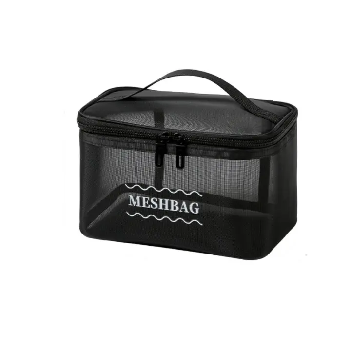 Bolsa de cosméticos de malla transparente Simple, bolsa de aseo de mano transpirable, bolsa organizadora de maquillaje lavable de gran capacidad para exteriores - 1