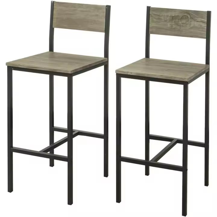FST53X2 Lote de 2 taburetes con Respaldo,Taburete de Bar, Capacidad hasta 100 Kg,H95cm, ES (2 Taburetes-1) - 1