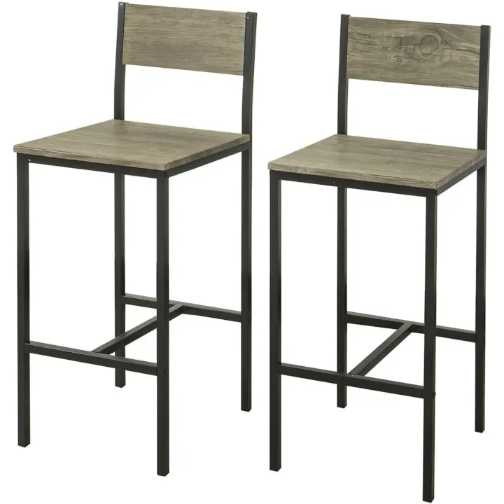 FST53X2 Lote de 2 taburetes con Respaldo,Taburete de Bar, Capacidad hasta 100 Kg,H95cm, ES (2 Taburetes-1) - 1
