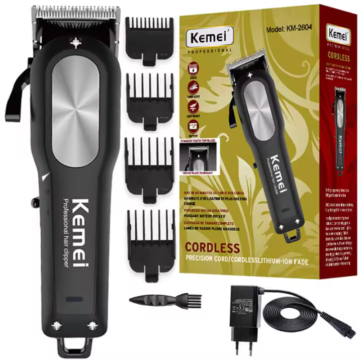 Kemei-cortadora de pelo eléctrica para hombre, máquina de corte de pelo recargable, inalámbrica, ajustable, 2604-100 v, 240 - 1