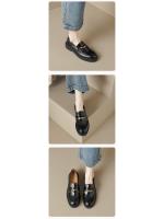 Mocasines de suela gruesa para mujer, estilo retro, negros, sin cordones, estilo universitario, de cuero, para otoño, 2025 - details 5