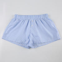 Pantalones cortos básicos cómodos e informales sueltos con botones de cintura elástica tejidos a rayas de verano para mujer - details 13