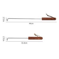 Nuevo Gancho giratorio de carne de acero inoxidable para barbacoa con mango de madera, gancho para carne, gancho para aleta de comida, fácil de limpiar - details 0