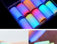 Pegatinas de Arte de Uñas Fluorescentes Clou Beaute 10 Rolls Caja Gradiente Neón Naranja Caramelo Cielo Estrellado Papel de Transferencia Colorido - details 1