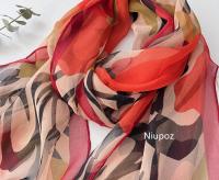 Pañuelo con estampado de rayas de cebra naranja para mujer, pañuelo elegante de gasa para playa, protector solar, Hijab fino de 50x160CM - details 18