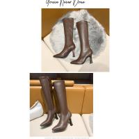 Botas De Tacón Alto Para Mujer, Botas Elásticas De Cabeza Cuadrada, Botas Delgadas De Tacón Súper Alto - details 17