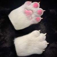 Guantes de disfraz de Cosplay de dibujos animados, traje de Fursuit Kigurumi, guantes de pata de gato de peluche, accesorios de Cosplay peludos gruesos, regalos - details 5
