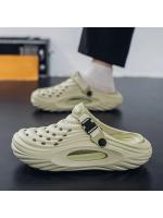 Zuecos informales para hombre, sandalias de verano 2025, zapatos de playa EVA para hombre, zapatillas ahuecadas a la moda, calzado para jardín de Color sólido con punta cerrada - details 2