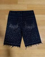 Jeans Sueltos de Cintura Gimnasia Retro Mezcla de Diamantes de Imitación Cruzada - details 1