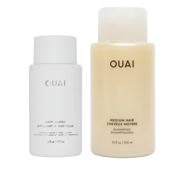 Paquete de cabello voluminizador con control del encrespamiento OUAI: incluye brillo y champú (2 unidades, 6 oz/10 fl oz) - 1