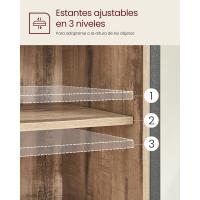 Mueble de Almacenamiento, Aparador, Armario de Cocina, con Puerta Corredera, 30 x 70 x 80 cm, Estante Ajustable, Estilo Rústico, para Sala de Estar, Marrón Roble y Negro - details 5