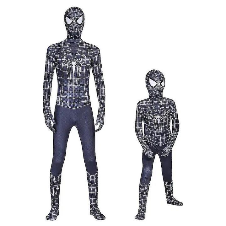 Disfraz de superhéroe para niños y adultos, traje de Spiderman negro, c - 1