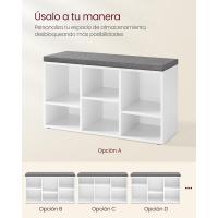 Banco para Zapatos, Armario para Zapatos con 6 Compartimentos y 3 Estantes Ajustables, Fácil de Montar, Ahorro de Espacio, para Entrada, Dormitorio, Blanco LHS23WT - details 6