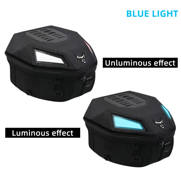MOTOCENTRIC Luz LED multifunción Bolsa de asiento trasero para motocicleta Bolsa trasera de motocross de gran capacidad Mochila impermeable para motocicleta Ligera - 1