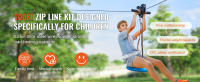 SucceBuy Kit de tirolesa para niños y adultos, línea de cremallera de 100 pies con capacidad de 500 lb, configuración rápida para diversión en el patio trasero, incluye cable de acero inoxidable, freno de resorte, arnés de seguridad y asiento - details 0