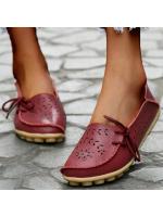 Mocasines de mujer de cuero genuino, zapatos planos a la moda con pajarita, Tenis para mujer, zapatos huecos de enfermera, calzado sin cordones de talla grande - details 2
