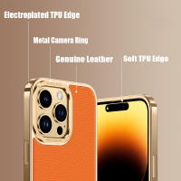 Funda de silicona TPU suave galvanizada trasera de cuero genuino para iPhone 14 13 12 Pro Max, moda - details 5