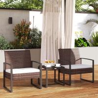 Conjunto de mesa y sillas de jardín para exterior, juego de 3 piezas, sillas y mesa de ratán, incluye 2 sillones y 1 mesa de centro de vidrio negro - details 22