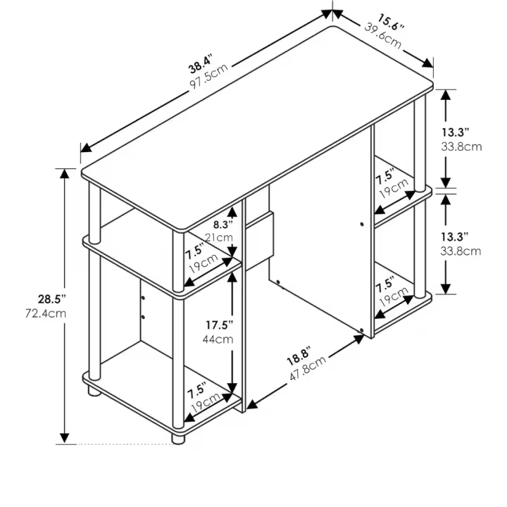 Escritorio de Estudio de Computadora de Madera de Ingeniería Diseño Único - 1