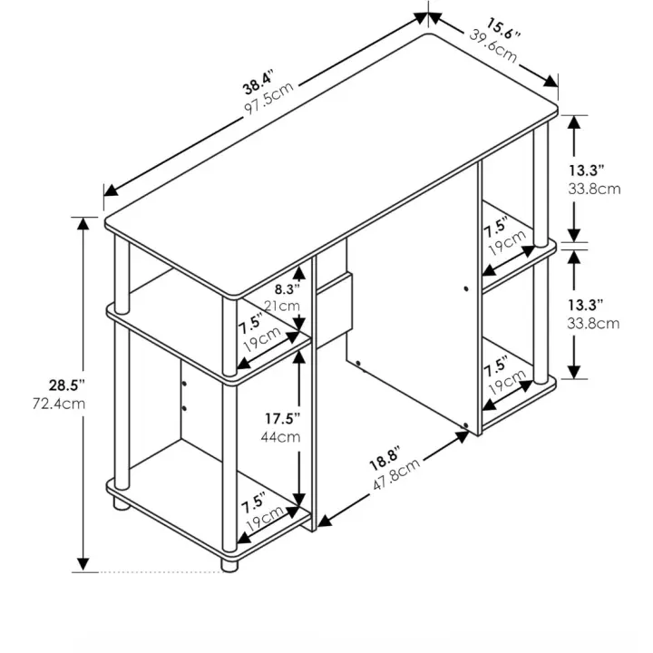Escritorio de Estudio de Computadora de Madera de Ingeniería Diseño Único - 1