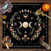 1 mantel de Tarot, tela de altar, fase lunar, sol, cielo estrellado, flores, brujería, accesorios de decoración ritual de altar - details 3