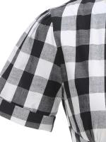Elegante Vestido Rockabilly de Cintura Alta con Cuadros Blancos y Negros - details 4