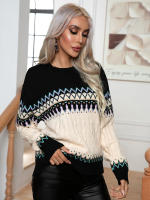 Suéter de punto de manga larga para mujer, Jersey Retro, nuevo estilo, otoño e invierno, 2023 - details 3